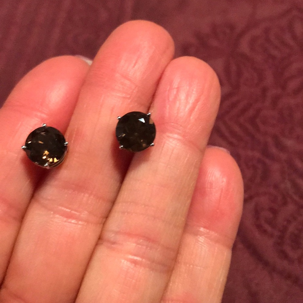 14k White Gold Smoky Quartz Earrings